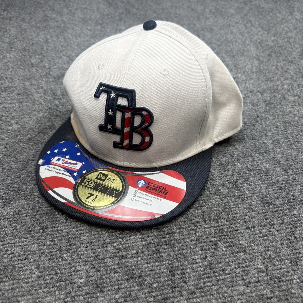 Tampa Bay Rays‎ Hat Men 7 5/8 Patriotic TB Stars & Stripes USA Flag Has Flaws**